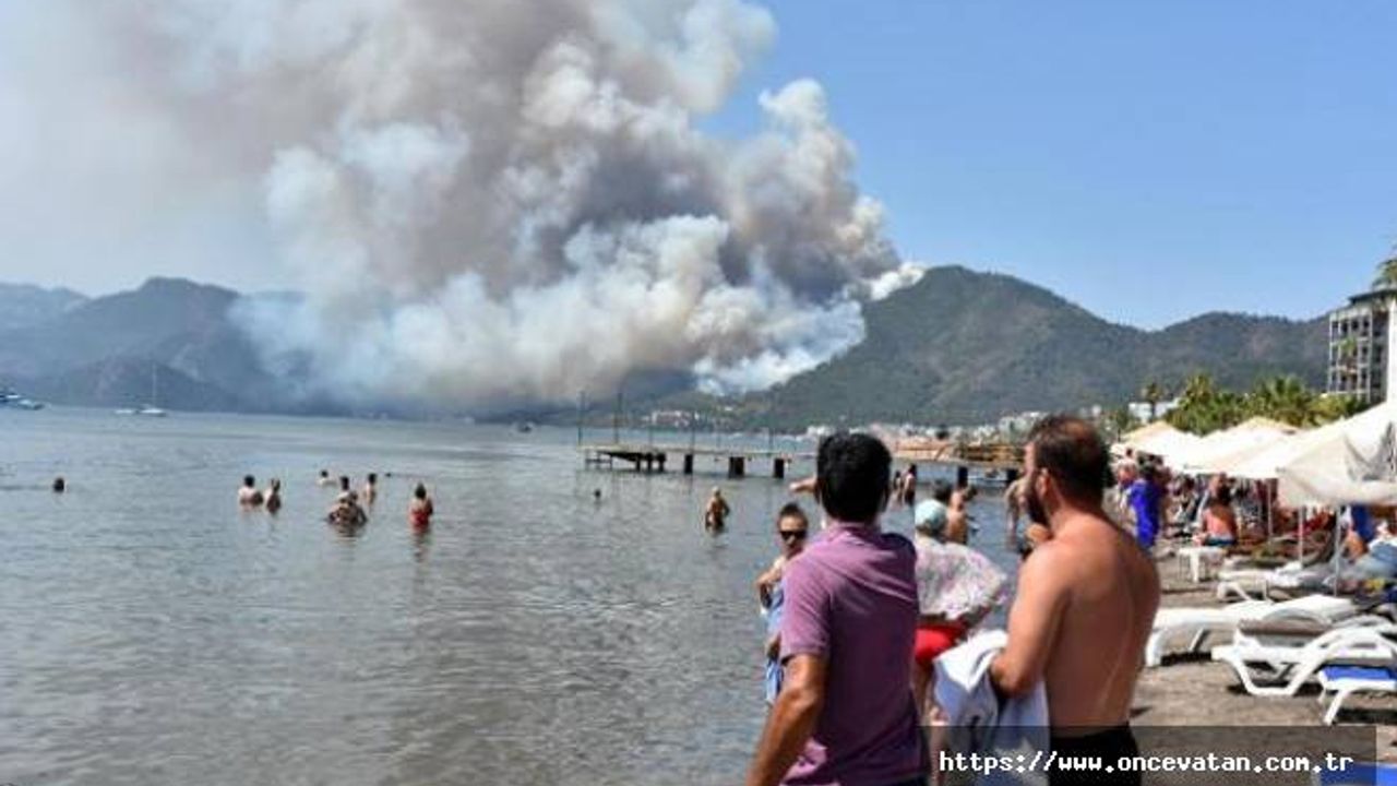 Marmaris'teki orman yangını enerji nakil hatlarından çıkmış