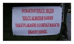 Sultangazi'de taksi durağında pankartlı uyarı