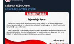Ankara Valiliği'nden 'karla karışık yağmur' uyarısı
