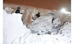 Bitlis'te park halindeki araçların üzerine çığ düştü