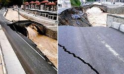 Dereli’de taşkın; yol çöktü, kemer köprü hasar gördü