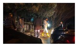 Eyüpsultan'da  ağaçlık alana uçan otomobilde yangın çıktı: 1'i polis, 2 ölü
