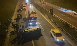 Üsküdar'da bir köprünün yanından otoyola düşen araçtaki 4 kişi yaralandı