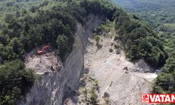 Küre Dağları'nda 500 metre kayan yol yeniden inşa ediliyor