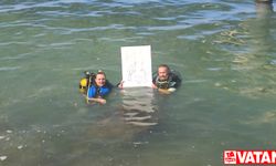 Van Gölü konusunda farkındalık oluşturmak için su altında resim çizdi