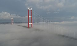 1915 Çanakkale Köprüsü sis bulutuyla bütünleşti