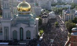 Rusya'da Müslümanlar, Kurban Bayramı namazında camilere akın etti