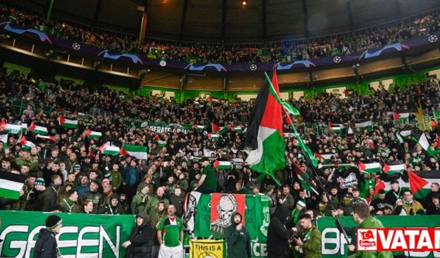 Şampiyonlar Ligi maçında Celtic taraftarlarından Filistin'e destek