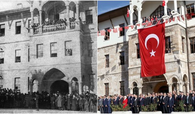 Sivas'ta Cumhuriyet'in ilanını kutlayanların yansıdığı fotoğraf karesi yeniden oluşturuldu