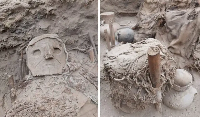 Arkeologlar, oyma maskelerle donatılmış 70'ten fazla sağlam mezar paketi keşfetti