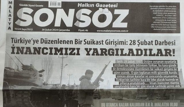 Malatya'nın ilk renkli gazetesi 28 Şubat'ta siyah-beyaz basıldı