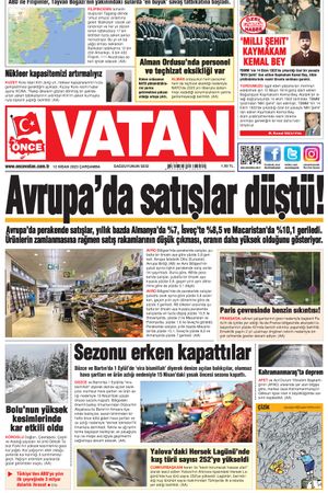 Önce Vatan Gazetesi | Günlük Ulusal Gazete - 12.04.2023 Manşeti