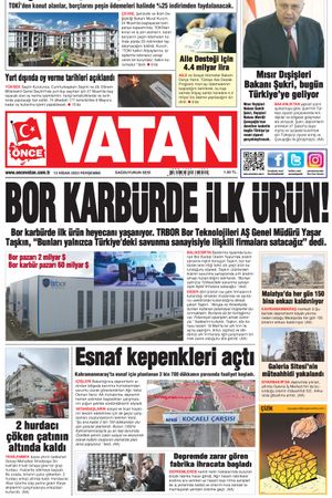 Önce Vatan Gazetesi | Günlük Ulusal Gazete - 13.04.2023 Manşeti